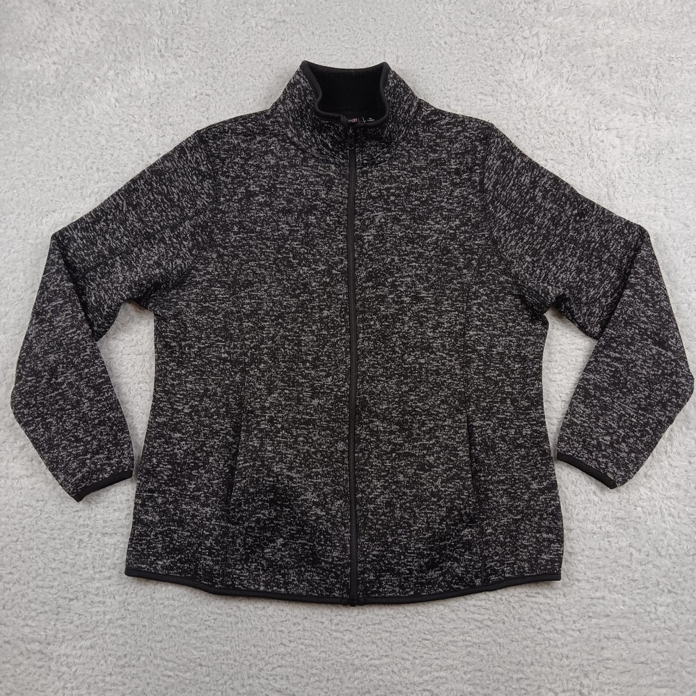 Swiss Tech Jacket Full Zip Sweater Women 1X Greystone Marl Fleece STOW47351